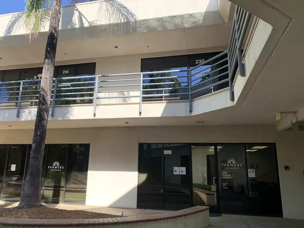 Exterior walkway and entrance of the Moreno Valley Farmers Insurance office