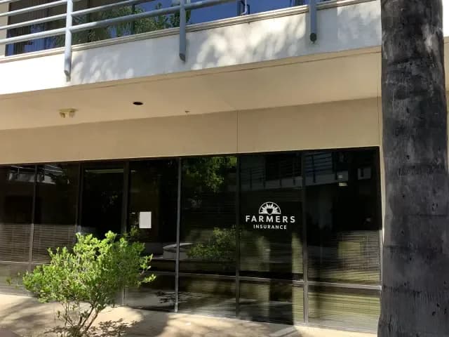 Exterior window of the Farmers Insurance office in Moreno Valley